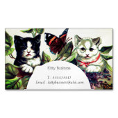 Carte De Visite Magnétique Chatons Vintages avec papillon (devant)