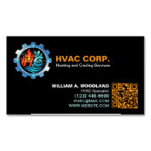Carte De Visite Magnétique Chauffage et Climatisation (Logo & Code QR) Noir H (devant)