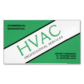 Carte De Visite Magnétique Chauffage et refroidissement noir vert HVAC (devant)