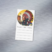 Carte De Visite Magnétique Chef amérindien sur paysage sauvage coucher de sol (In Situ)