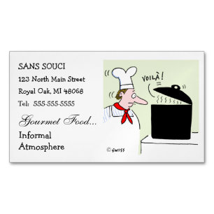 Carte De Visite Magnétique Chef Cartoon Cute Funny Restaurant Restauration