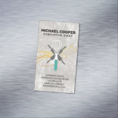 Carte De Visite Magnétique Chef exécutif | Épingles à rouleaux et Whisk (In Situ)