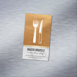 Carte De Visite Magnétique Chef exécutif Maillot en cuir doré