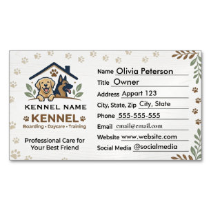 Carte De Visite Magnétique Chenil pour chiens minimaliste Pension et garderie