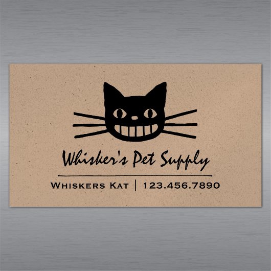 Carte De Visite Magnétique Cheshire Chat avec de longs Whiskers | Crazy Black
