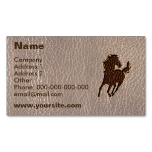 Carte De Visite Magnétique Cheval simili cuir mou