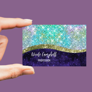Carte De Visite Magnétique Chic irisé violet bleu faux parties scintillant mo