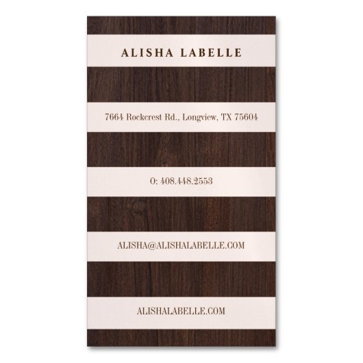 Carte De Visite Magnétique Chic rose, bois foncé et or élégant Monogramme (devant Vertical)