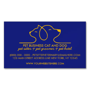 Carte De Visite Magnétique Chien de marine Chat Logo simple ligne Vétérinaire