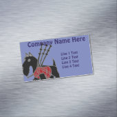 Carte De Visite Magnétique Chien drôle de Scotty avec des cornemuses (In Situ)