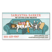 Carte De Visite Magnétique Chiens mignons et chat Animaux assis Soins amusant (devant)