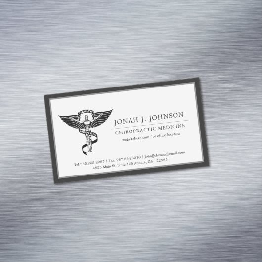 Carte De Visite Magnétique Chiropraticien | Bordure noire minimale (In Situ)