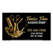 Carte De Visite Magnétique Ciseaux d'or Barbershop Coiffeur Barber Shop (devant)