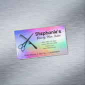 Carte De Visite Magnétique Ciseaux et peigne | Rainbow Iridescente Arrière - (In Situ)