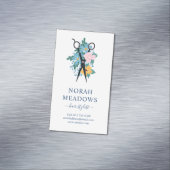 Carte De Visite Magnétique Ciseaux floraux bleus jaunes roses (In Situ)