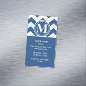 Carte De Visite Magnétique Classic Blue Chevron Monogrammé (In Situ)