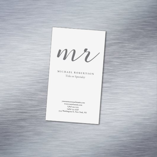 Carte De Visite Magnétique Classical Monogram Grey White Minimalist Plain (In Situ)