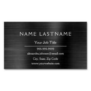 Carte De Visite Magnétique Classy Black Metallic Foil Entreprise moderne