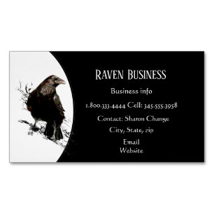 Carte De Visite Magnétique Classy Black Raven Bird Business Service Shop