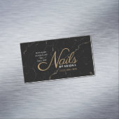 Carte De Visite Magnétique Clous De Marbre Noir & Or Modernes Par "Nom" Entre (In Situ)