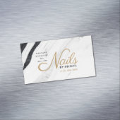 Carte De Visite Magnétique Clous Noir & Marbre blanc Or Moderne Par "Nom" (In Situ)