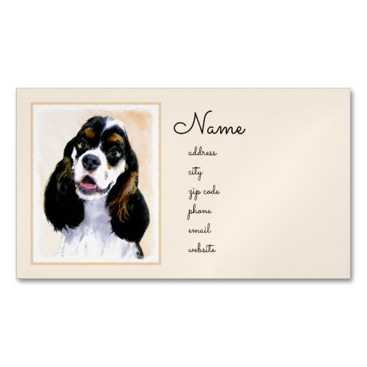 Carte De Visite Magnétique Cocker Spaniel (Parti) Peinture - Art Chien origin (devant)