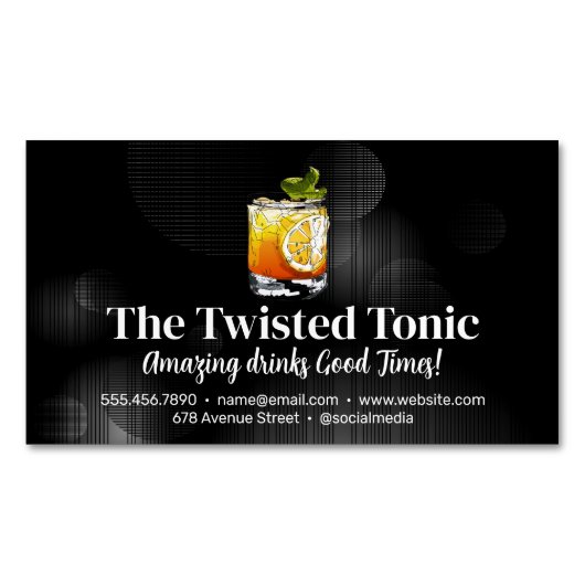 Carte De Visite Magnétique Cocktail Artsy Mixte Boissons (devant)