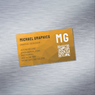Carte De Visite Magnétique Code QR à motif de maillage géométrique à dégradé 