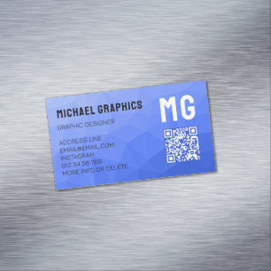 Carte De Visite Magnétique Code QR à motif de maille géométrique à dégradé bl