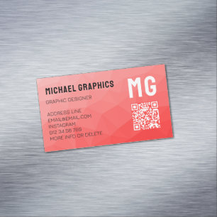 Carte De Visite Magnétique Code QR à motif de maille géométrique à dégradé ro