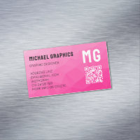 Code QR à motif de maille géométrique dégradé rose