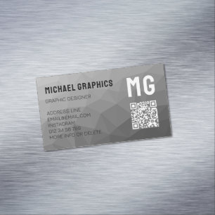 Carte De Visite Magnétique Code QR à motif de maille géométrique grise 