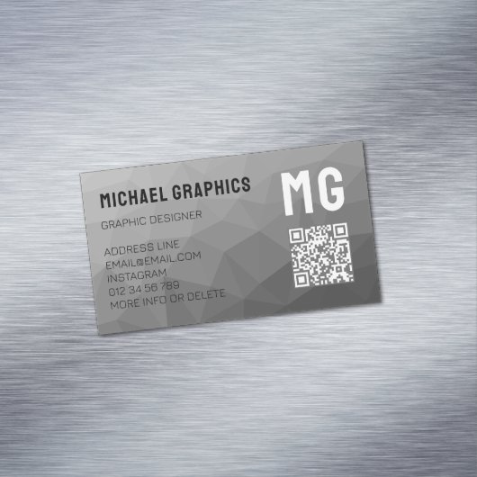 Carte De Visite Magnétique Code QR à motif de maille géométrique grise (In Situ)