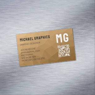 Carte De Visite Magnétique Code QR à motif de maille géométrique marron