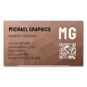 Carte De Visite Magnétique Code QR à motif géométrique en maille marron Mouss (devant)