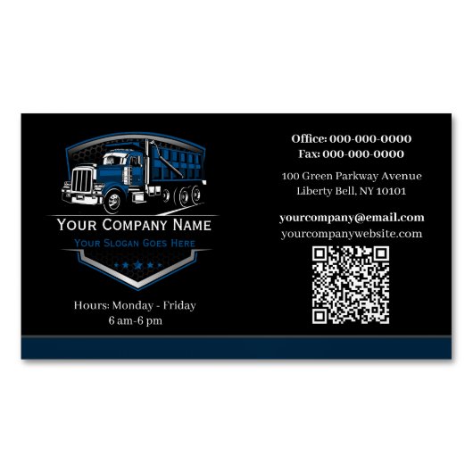 Carte De Visite Magnétique Code QR de l'entreprise de camionnage professionne (devant)
