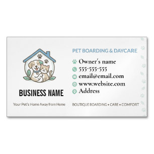 Carte De Visite Magnétique Code QR de pension personnalisée pour animaux