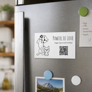 Carte De Visite Magnétique Code QR des services de garde d'animaux minimalist