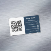 Carte De Visite Magnétique Code QR du planificateur financier bleu (In Situ)