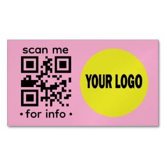 Carte De Visite Magnétique Code QR éditable Logo Moderne Rose Noir Entreprise