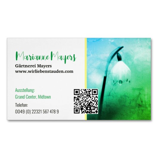 Carte De Visite Magnétique Code QR et Photographie (devant)