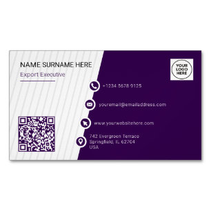 Carte De Visite Magnétique Code QR Formel Violet