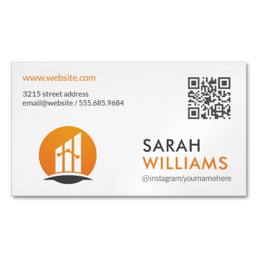 Carte De Visite Magnétique Code QR | Logo Finance (devant)