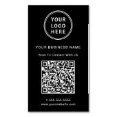 Carte De Visite Magnétique Code QR Logo Moderne Noir (devant Vertical)