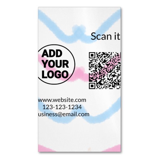 Carte De Visite Magnétique Code QR minimal simple ajouter logo nom du code de (devant Vertical)