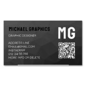 Carte De Visite Magnétique Code QR motif gris foncé (devant)