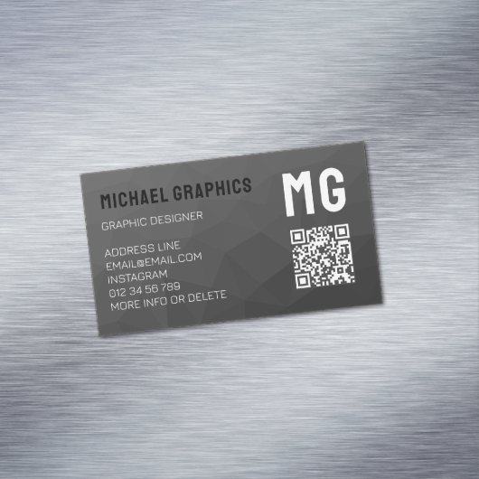 Carte De Visite Magnétique Code QR motif gris foncé (In Situ)