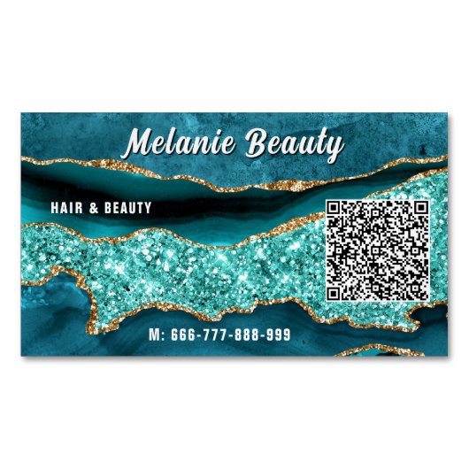 Carte de visite magnétique code QR Or Bleu sarcell (devant)