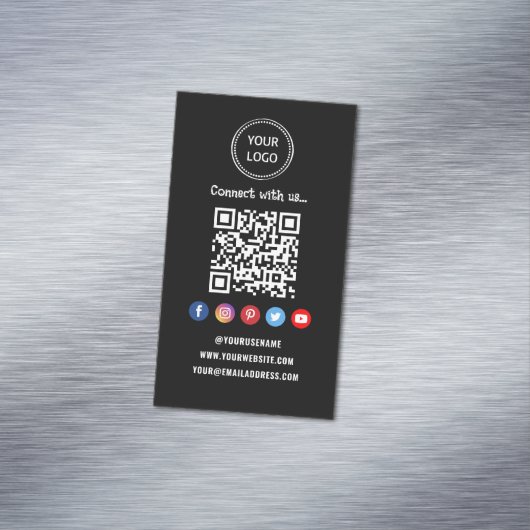 Carte De Visite Magnétique Code Qr professionnel Médias sociaux Connectez-vou (In Situ)