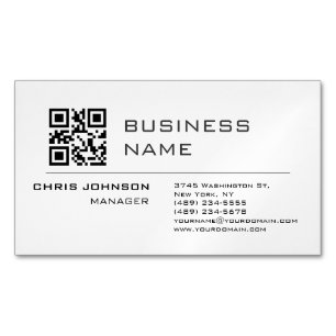 Carte De Visite Magnétique Code QR scannable sur Front moderne Plaque simple